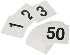 23176 1 To 50-Double Side Plastic Table Numbers, 4 By 4 Black On, White