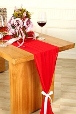 27 X 168 Inch Red Wedding Chiffon Table Runner, Extra Long 14FT Soft Semi Sheer Tablecloth Table Overlay, Rustic Wedding Bridal Shower Baby Shower Christmas Party Table Decorations -Generic Furniture Shop 41ayy7SqqkL