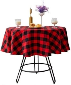 Uffalo Plaid Round Tablecloth Checkered Cotton Linen Table Cover For Kitchen Dining Room Home Decor ( Round - 48 Inch, White & Black ) 23 Uffalo Plaid Round Tablecloth Checkered Cotton Linen Table Cover For Kitchen Dining Room Home Decor ( Round - 48 Inch, White & Black ) -Generic Furniture Shop 41banplPKUL. AC