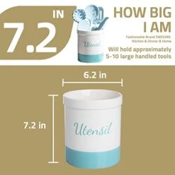 Kitchen Utensil Holder, 7.2" Ceramic Utensil Crock For Cooking Countertop, Housewarming, Wedding, Birthday Gift (Gray) -Generic Furniture Shop 41c9KYB3a9L