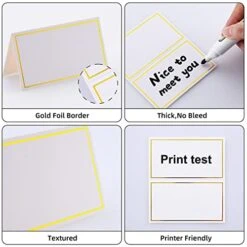 Place Cards Pack Of 100 - Small Tent Cards With Gold Foil Border - Perfect For Weddings, Banquets, Events,Table Cards,Name Cards -Generic Furniture Shop 41cG1026KHL
