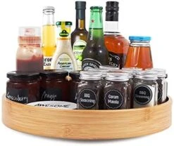 Lazy Susan Organizer 14 Inch, Bamboo Lazy Susan For Table, Kitchen Turntable Organizer With Double Handles, Round Wood Rotating Turntable Spice Organizer For Countertop Cabinet Or Pantry -Generic Furniture Shop 41cNtTvIRL. AC