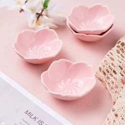 Pink Cherry Blossom Porcelain Sauce Dish, Seasoning Dish, Sushi Soy Dipping Bowl, Dessert Bowl, Appetizer Plates, Serving Dish For Kitchen Home (Set Of 4, Pink) -Generic Furniture Shop 41cZQlMtJ0L