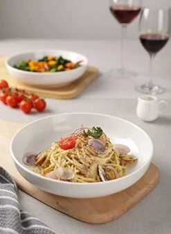 Pasta Bowls, 22 Ounce Salad Bowls, White Serving Bowls, Pasta Bowls Set Of 6, 7.6 Inch Porcelain Pasta Plates, No. 112.001
