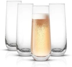 Milo Stemless Champagne Flutes Set Of 8 Crystal Glasses. 9.4oz Champagne Glasses. Prosecco Wine Flute, Mimosa Glasses Set, Cocktail Glass Set, Water Glasses, Highball Glass, Bar Glassware -Generic Furniture Shop 41cm8715 tL. AC