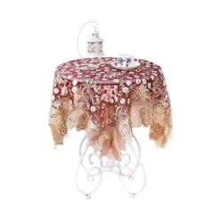 Small Square Tablecloth Pink Lace Edge Table Toppers Lace Table Cloth For Wedding Party Home Kitchen Living Room