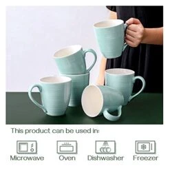Coffee Mugs, Coffee Mugs Set Of 6, 17 Oz Ceramic Coffee Cups With Handle, Large Coffee Mug, Ceramic Mugs For Coffee Tea And Cocoa Turquoise -Generic Furniture Shop 41dqqOnDirL