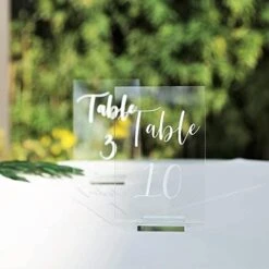 Acrylic Wedding Table Numbers 1-10 With Stands | 4x6 Inch Printed Calligraphy, Clear Table Number Signs And Holders | Perfect For Wedding Reception, Centerpiece Decoration, Event, Party -Generic Furniture Shop 41dtOWd1GyL