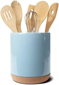 Glossy X-Large Ceramic Stoneware Cork Bottom Kitchen Utensil Holder, Black -Generic Furniture Shop 41dw44kKXQL. AC