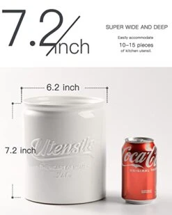 Getstar Utensil Holder For Kitchen Counter (7.2” X 6.2”) , Large Kitchen Utensil Holder With Protective & Non-Slip Cork Mat, Ceramic Cooking Utensil Holder (White) -Generic Furniture Shop 41eFU0kmMrL