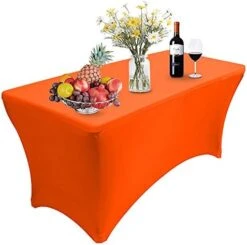 1 Pack 4FT Rectangular Spandex Table Cover Four-Way Tight Fitted Stretch Tablecloth Table Cloth For Outdoor Party DJ Tradeshow Banquet Vendor Wedding Celebration (1PC 4FT, Black) -Generic Furniture Shop 41eKY01wxaL. AC