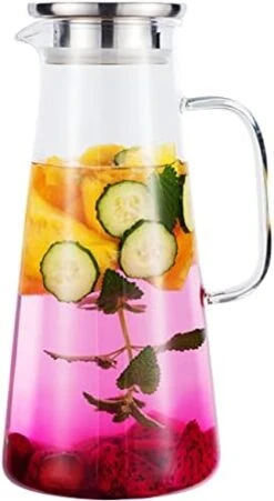 Pitcher, 68Oz Glass Pitcher With Lid, Easy Clean And Heat Resistance Borosilicate Glass Jug For Hot Or Cold Water, Milk, Ice Tea And Juice Beverage -Generic Furniture Shop 41ebOKBUx S. AC