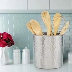 Old Dutch Jumbo Hammered Brushed Nickel H X 7" Dia. Utensil Holder