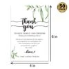 50 Wedding Reception Thank You Cards - Greenery Thank You Table Place Setting Cards-Great Addition To Your Table Centerpiece, Place Setting And Wedding Decorations, 4x6 Inch.