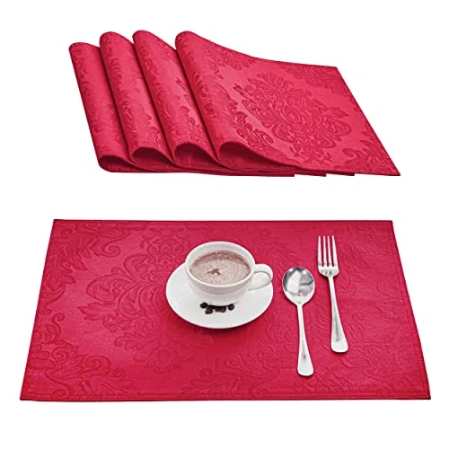 Omejoy Place Mats Set Of 4 – Rectangle Rectangular Waterproof Fabric Polyester Cloth Washable Wipeable Heat Resistant Placemats For Kitchen Dining Dinner Table Indoor 13 X 19 Inch Red 1 Omejoy Place Mats Set Of 4 – Rectangle Rectangular Waterproof Fabric Polyester Cloth Washable Wipeable Heat Resistant Placemats For Kitchen Dining Dinner Table Indoor 13 X 19 Inch Red