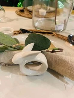Porcelain Rabbit Napkin Rings - Easter Bunny Napkin Ring Holder For Dinning Room Table Decor, Set Of 4 Vintage White Bunny Napkin Holder For Dinner Baby Shower Birthday Party -Generic Furniture Shop 41fPhzPnKHL