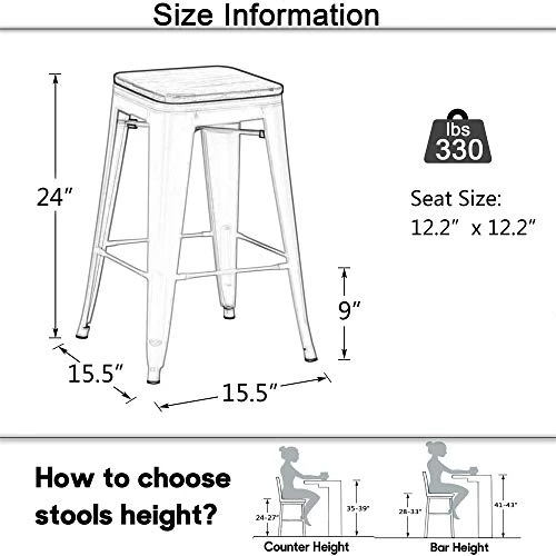 24 Inch Bar Stools Set Of 4 Counter Height Stools Stackable Bar Stool Backless Metal Barstools White Cream Counter Stools Indoor For Kitchen & Island&Dining Chairs Set Of 4 2 24 Inch Bar Stools Set Of 4 Counter Height Stools Stackable Bar Stool Backless Metal Barstools White Cream Counter Stools Indoor For Kitchen & Island&Dining Chairs Set Of 4 - Image 2
