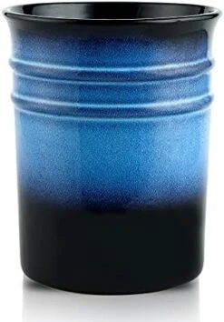 Nihow Kitchen Utensil Holder: 7.2 Inch Extra Large Ceramic Utensil Holder For Countertop - Stable Utensil Crock For Kitchen Counter Decor - Elegant Blue & Black (1PC) -Generic Furniture Shop 41gKaATo4BL. AC