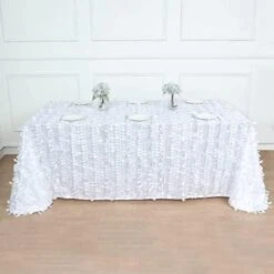 72"X72" White 3D Leaf Petal Taffeta Fabric Table Overlay -Generic Furniture Shop 41gTTjuVFL. AC