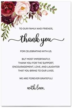 Thank You Placecards For Wedding (Set Of 50) Large 4" X 6" Table Place Setting Cards - Made In USA - Watercolor Red Roses Floral On White -Generic Furniture Shop 41hESGhlw1L. AC