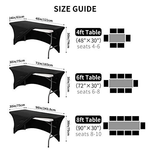 Spandex Tablecloth 6FT Stretch Table Cover Fitted Rectangular Tables, Universal Stretch Patio Table Cloth For Wedding, Banquet, Party And Event(Black, 6FT 2 Spandex Tablecloth 6FT Stretch Table Cover Fitted Rectangular Tables, Universal Stretch Patio Table Cloth For Wedding, Banquet, Party And Event(Black, 6FT - Image 2
