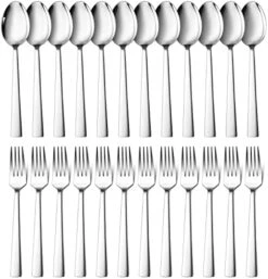 24-Piece Hammered Forks And Spoons Silverware Set, E-far Stainless Steel Square 12 Dinner Forks And 12 Dinner Spoons, Modern Metal Flatware Cutlery For Kitchen And Restaurant, Dishwasher Safe-7.9 Inch -Generic Furniture Shop 41hn3VZhLbL. AC