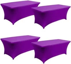 6FT Spandex Table Cover Table Cloth For Folding Tables Fitted Rectangular Tablecover Washable Wrinkle Resistant Polyester Stretch Tablecloth Protector For Wedding Banquet Party (4 Pack, Royal Blue) -Generic Furniture Shop 41j5OGEUTPL. AC 1