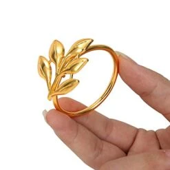 Set Of 20 Leaf Napkin Rings Metal Gold Napkin Holder Table Napkin Rings For Dinning Table Parties Everyday (Ye Zi-Gold 20) -Generic Furniture Shop 41k0SLFAyFL