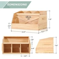 Kitchen Utensil Holder For Countertop With 4 Compartments, Wood Farmhouse Utensil Caddy With Handle, Kitchen Organizer For Cooking Tools (Utensil Not Included) -Generic Furniture Shop 41kBahMZ60L