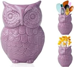 Comfify Owl Utensil Holder Decorative Ceramic Cookware Crock & Organizer, In Lovely Aqua Blue Color - Utensil Shaped Caddy And Perfect Kitchen Ceramic Décor Gift For Countertop - 5” X 7” X 4” Size -Generic Furniture Shop 41krMtUZyNL. AC