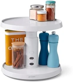 Crazy Susan Turntable, Divided Lazy Susan Organizer With 3 Clear Bins For Cabinet And Pantry Storage,White -Generic Furniture Shop 41kw mBZGeL. AC