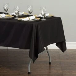 InenTablecloth 60 X 102-Inch Rectangular Polyester Tablecloth Black -Generic Furniture Shop 41l4wxacoaL