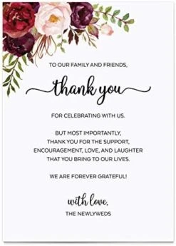 Thank You Placecards For Wedding (Set Of 50) Large 4" X 6" Table Place Setting Cards - Made In USA - Watercolor Red Roses Floral On White -Generic Furniture Shop 41lTOv3rTVL. AC