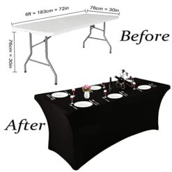 Stretch Spandex Tablecloth 2 Pack 6FT Black Fitted Tight Washable And Wrinkle Resistant Rectangular Patio Table Cover For Event, Wedding, Banquet & Parties(Black,72 L X 30 W X 30 H Inches) 17 Stretch Spandex Tablecloth 2 Pack 6FT Black Fitted Tight Washable And Wrinkle Resistant Rectangular Patio Table Cover For Event, Wedding, Banquet & Parties(Black,72 L X 30 W X 30 H Inches) -Generic Furniture Shop 41m3txfH4bL