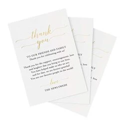 Thank You Place Setting, Gold Foil, Table Place Cards For Weddings, Receptions, Rehearsals, Dinner Parties, Events And Celebrations, 4"x6" (50 Cards)