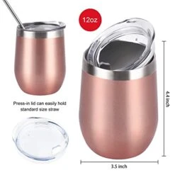 6 Pack 12Oz Stainless Steel Stemless Wine Glasses, Insulated Wine Tumblers With Lids And Straws, Set Of 6 Stainless Steel Cups For Wine, Champaign, Cocktail, Coffee, Ice Cream (Multicolor) -Generic Furniture Shop 41mKcvdTdXL