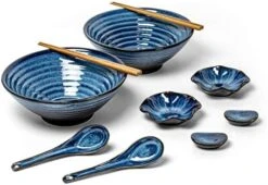 Ramen Bowls With Chopsticks And Spoons Set, 26 OZ Ceramic Japanese Noodle Bowls Set Of 2, Porcelain Deep Udon Bowl For Salad, Pasta, Reactive Glaze, Microwave & Dishwasher Safe (Green) -Generic Furniture Shop 41mhx0GoDTL. AC