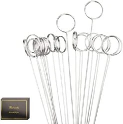 30 Pcs Floral Place Card Holder 13 Inch Floral Card Holder Picks , Metal Wire Photo Memo Holder , Round Flower Favor Card Holder For Wedding Party Birthday Office ​Cake (Silver, ​Give 30 Cards) -Generic Furniture Shop 41mzVrooyL. AC
