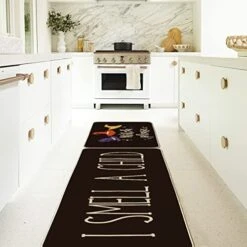 Artoid Mode Black Halloween Decorative Kitchen Mats Set Of 2, Seasonal Low-Profile Floor Mat 17x29 And 17x47 Inch -Generic Furniture Shop 41ncGdbsvRL