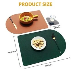 Washable Faux Leather Placemats With Coasters Set Of 4, Non-Slip Table Mats For Dining, Kitchen, Heat Resistant Insulation Place Mat Easy To Clean (17 X 12 Inch), Stain Resistant Placemat -Generic Furniture Shop 41oPrQgsthL