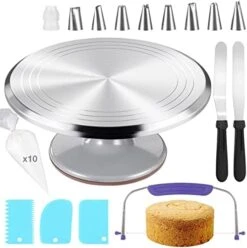 12 Inch Round Aluminum Revolving Cake Decorating Stand,Cake Turntable, Rotating Cake Stand,for Cake,Pastries And Cake Decorations -Generic Furniture Shop 41oWX0NQLLL. AC