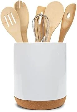 Glossy X-Large Ceramic Stoneware Cork Bottom Kitchen Utensil Holder, Black -Generic Furniture Shop 41pJycoxYkL. AC