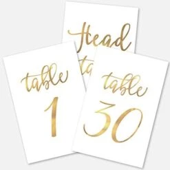 Gold Wedding Table Numbers Cards (1-30 + Head Table) 4x6 Double Sided Modern Calligraphy Foil Design Best For Receptions, Banquets, Cafés, Restaurants & Parties -Generic Furniture Shop 41pdYP1pcbL. AC