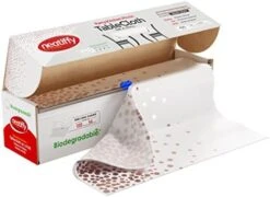 54 In X 100 Ft - Disposable Plastic Table Cloth Roll With Slide Cutter | Waterproof Cover For Rectangle, Square, Oval Tables | Picnic, Party, Banquet, Birthdays, Weddings - White Golden Dots -Generic Furniture Shop 41ptkJYGIBL. AC