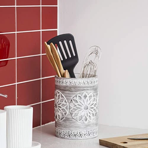 BINO Kitchen Utensil Holder For Countertop, Grey Sunflower - Utensil Caddy Countertop Utensil Holder Utensil Crocks For Kitchen Cooking Utensil Holder Kitchen Utensils Holder Spatula Holder 2 BINO Kitchen Utensil Holder For Countertop, Grey Sunflower - Utensil Caddy Countertop Utensil Holder Utensil Crocks For Kitchen Cooking Utensil Holder Kitchen Utensils Holder Spatula Holder - Image 2