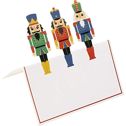 Juvale Christmas Table Place Cards - 100-Pack Paper Tent Cards With Nutcracker Soldier Die Cut Design, Holiday Festive Colorful Dining Table Decoration And Party Supplies, White, 2 X 3.5 Inches 3 Juvale Christmas Table Place Cards - 100-Pack Paper Tent Cards With Nutcracker Soldier Die Cut Design, Holiday Festive Colorful Dining Table Decoration And Party Supplies, White, 2 X 3.5 Inches - Image 3
