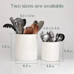 Kitchen Utensil Holder, 7.2″ Extra-Large Ceramic Stable Utensil Caddy, Rustic Cooking Utensil Crock For Farmhouse Kitchen Décor With Countertop-Protection Cork Bottom, Counter Utensil Organizer 10 Kitchen Utensil Holder, 7.2″ Extra-Large Ceramic Stable Utensil Caddy, Rustic Cooking Utensil Crock For Farmhouse Kitchen Décor With Countertop-Protection Cork Bottom, Counter Utensil Organizer -Generic Furniture Shop 41qr0369iYL