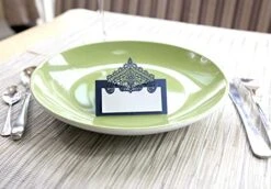 100 Pcs Table Place Cards With White Inserts - Crown Tent Cards Name Cards For Wedding, Banquets, Buffet, Bridal Shower, Birthday Party, Meetings, Dinners (Navy Blue) -Generic Furniture Shop 41r3Aq6MBfL