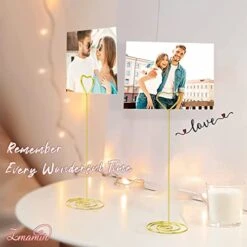16pcs Place Card Holders, 8.75 Inches Tall Table Number Holders, Gold Picture Holder For Tables With Heart Shaped Clip For Wedding, Photos, Food Signs, Memo Notes, Restaurant, Birthday -Generic Furniture Shop 41rJEmY4E4L