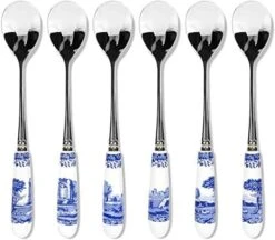 Spode Blue Italian Collection Teaspoons | Set Of 6 | Made Of Stainless Steel With Porcelain Handles | 6 Inch Dessert Spoons | Blue/White | Hand Wash Only -Generic Furniture Shop 41rOvuIQCNL. AC